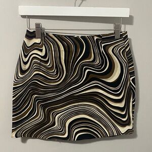 NWOT! Motel Black and Brown Swirl Mini Skirt